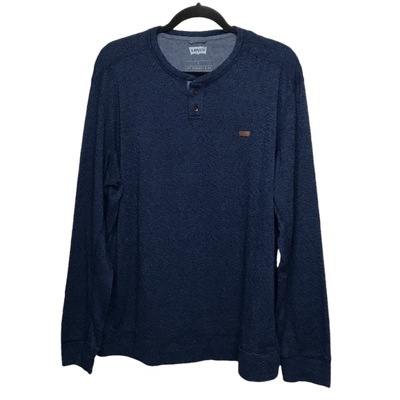 Levi's Blue Textured Henley Sweater - Picture 1 of 8